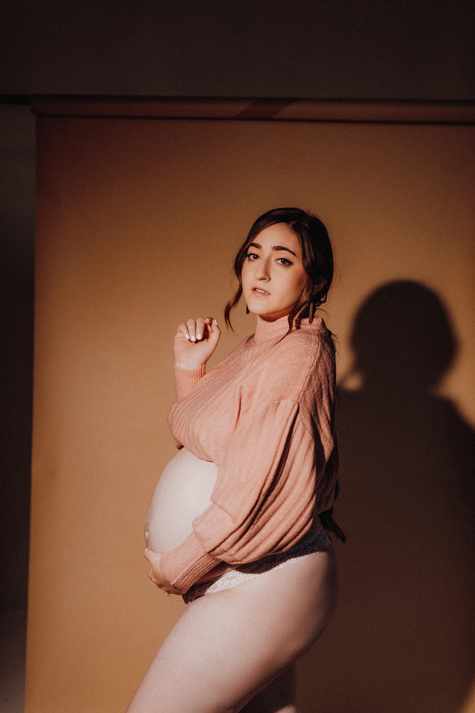 Christina in Pink Sweater with Belly